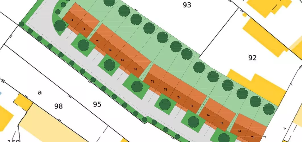 Projet de construction de 14 maisons individuelles groupées.